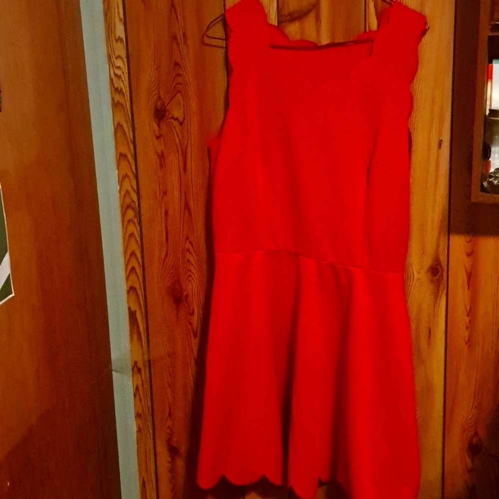 By & by red swing dress